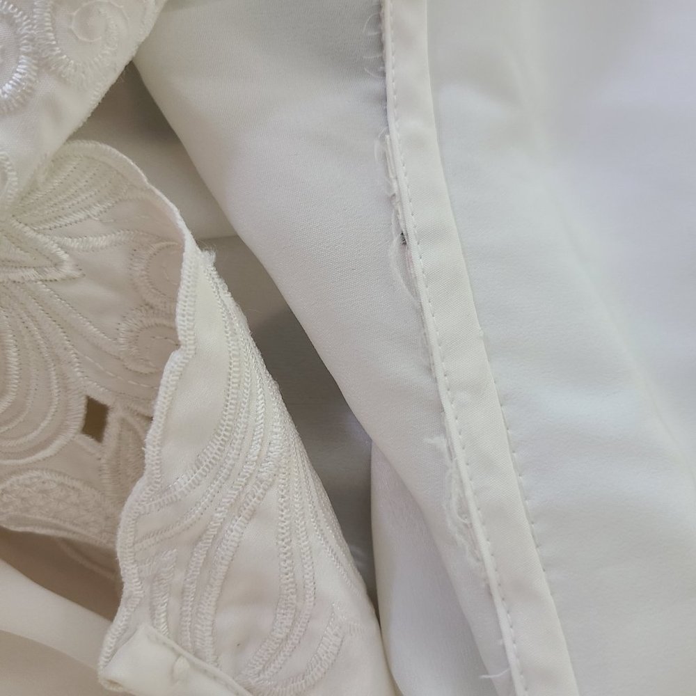 White Button Down Embroidered Collared Shirt - image 7